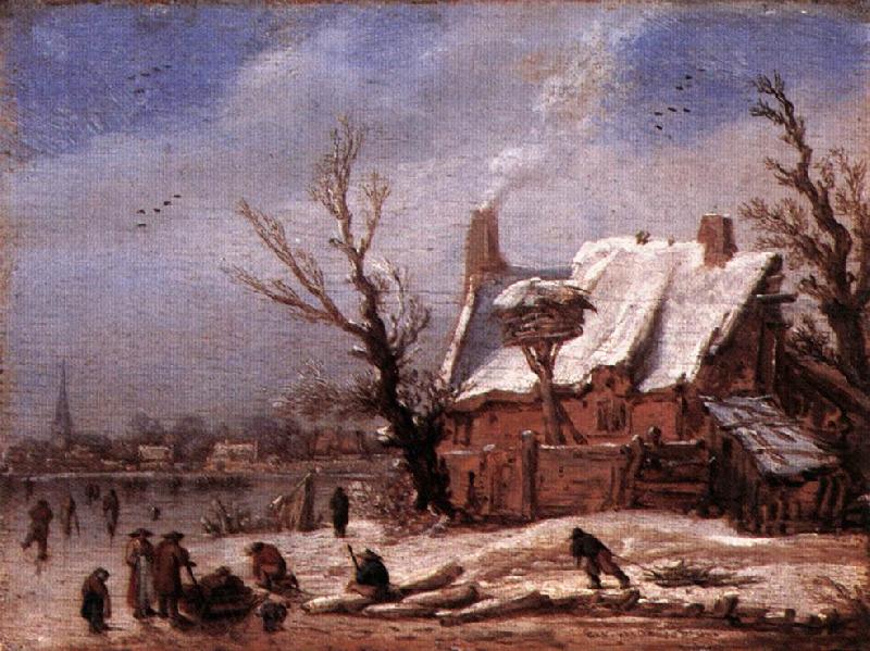 VELDE, Esaias van de Winter Landscape ew Norge oil painting art
